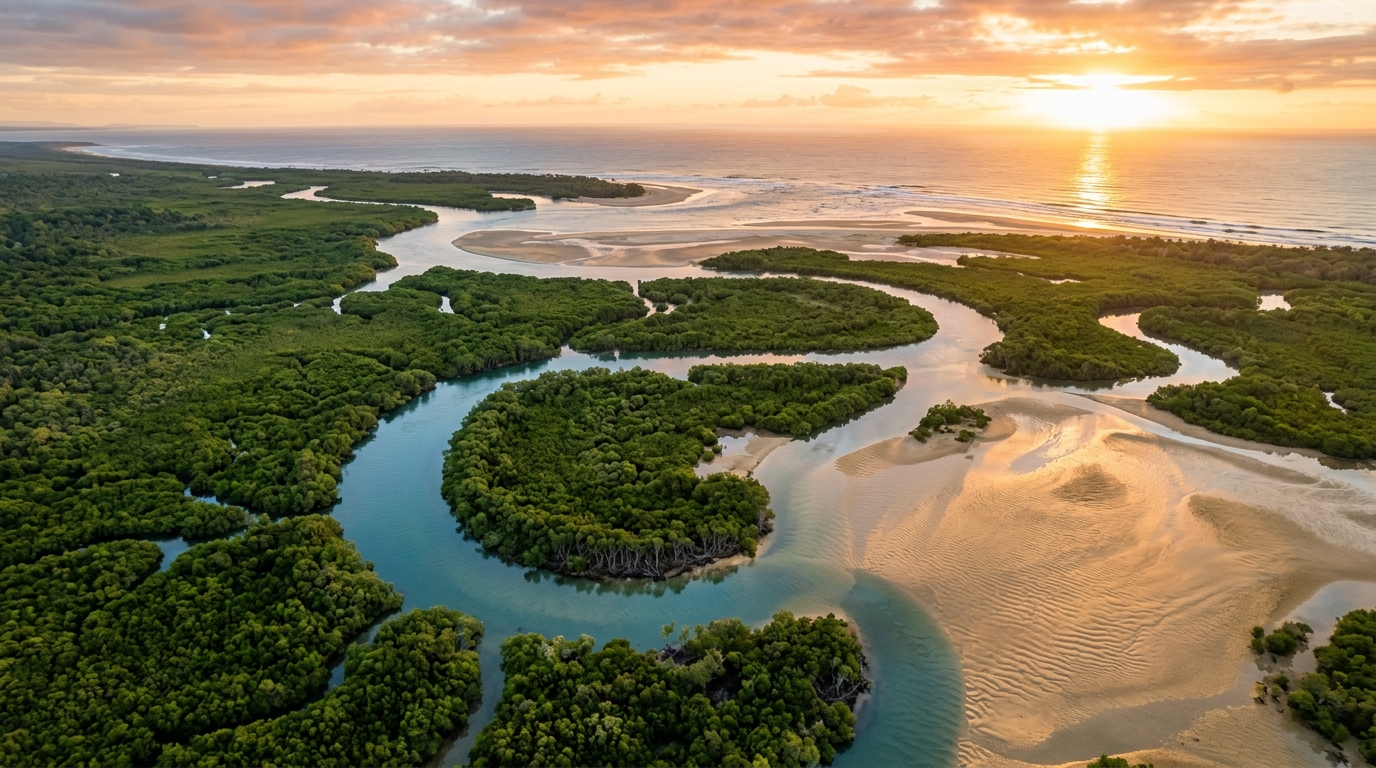 Aerial view of Queensland estuary